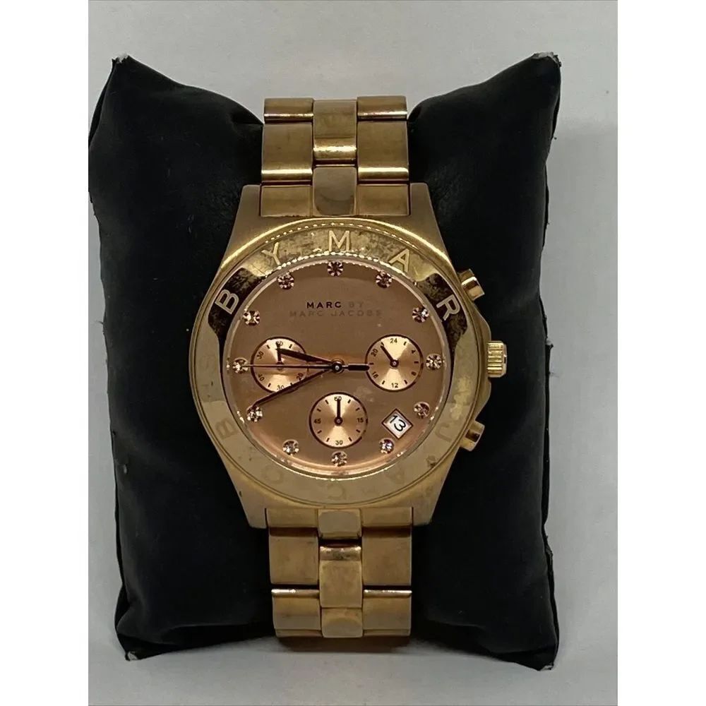 Marc Jacobs Blade MBM3102 Women's Stainless Steel Analog Gold Dial Watch JK893